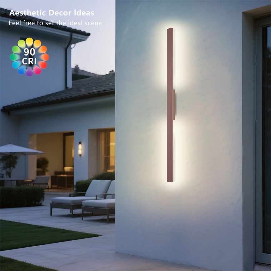 Brilagi - LED välisseinavalgusti LUNA LED/24W/230V 3000K IP65 100 cm pruun CRI 90