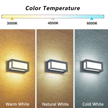 Brilagi - LED välisseinavalgusti PARKER LED/12W/230V 3000/4500/6000K hall IP44