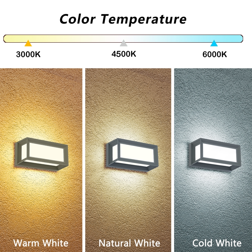 Brilagi - LED välisseinavalgusti PARKER LED/12W/230V 3000/4500/6000K hall IP44