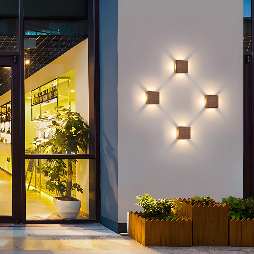 Brilagi - LED välisseinavalgusti QUADRAY LED/6W/230V puiduefekt IP54