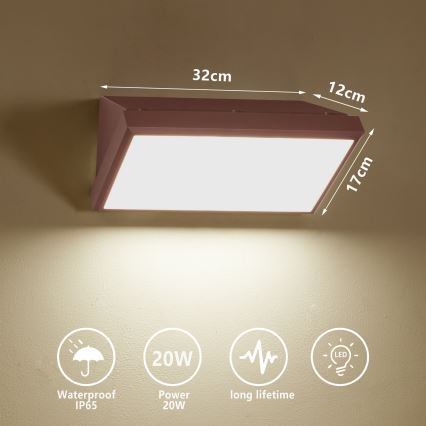 Brilagi - LED välisseinavalgusti TRIANGLE LED/20W/230V pruun IP65