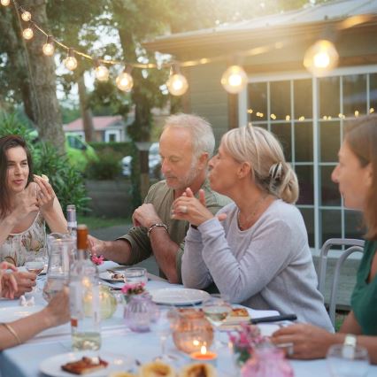 Brilagi - LED välisvalgustuse dekoratiivkett GIRLANDA 25xE12/0,6W/230V 20m must IP44 soe valge + kaugjuhtimispult