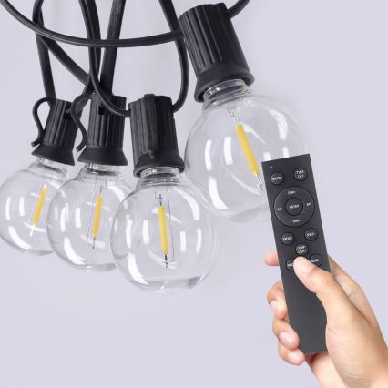 Brilagi - LED välisvalgustuse dekoratiivkett GIRLANDA 25xE12/0,6W/230V 20m must IP44 soe valge + kaugjuhtimispult
