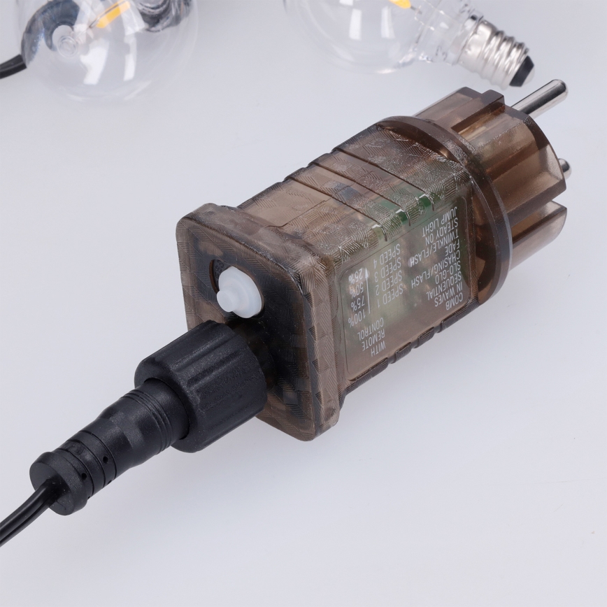 Brilagi - LED välisvalgustuse dekoratiivkett GIRLANDA 25xE12/0,6W/230V 20m must IP44 soe valge + kaugjuhtimispult