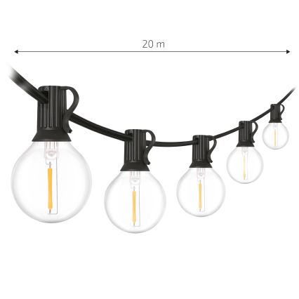 Brilagi - LED välisvalgustuse dekoratiivkett GIRLANDA 25xE12/0,6W/230V 20m must IP44 soe valge + kaugjuhtimispult