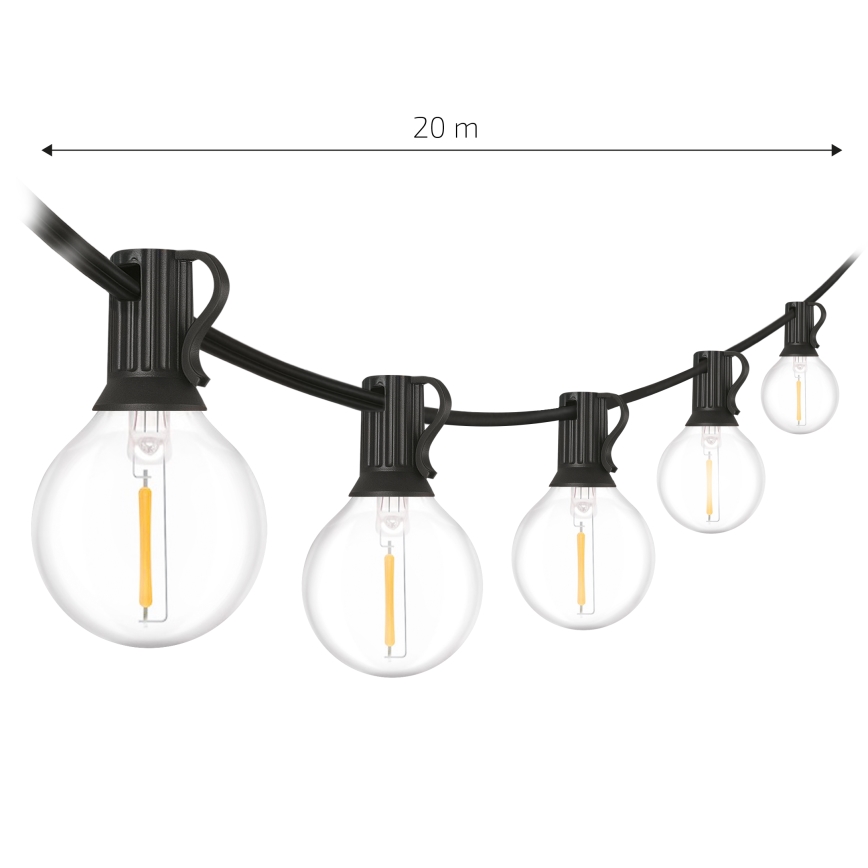 Brilagi - LED välisvalgustuse dekoratiivkett GIRLANDA 25xE12/0,6W/230V 20m must IP44 soe valge + kaugjuhtimispult