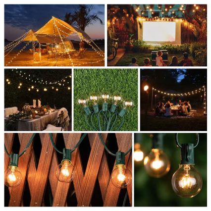 Brilagi - LED väljas kasutatav dekoratiivne girland GIRLANDA 25xE12/0,8W/230V 20m roheline IP44 soe valge