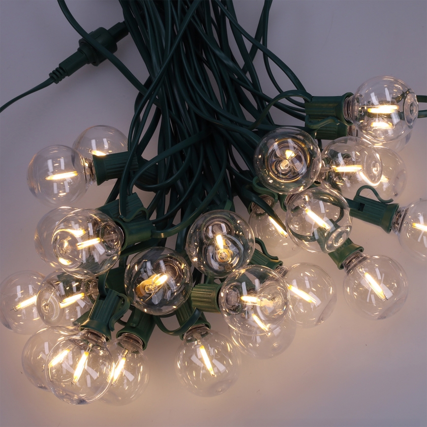 Brilagi - LED väljas kasutatav dekoratiivne girland GIRLANDA 25xE12/0,8W/230V 20m roheline IP44 soe valge