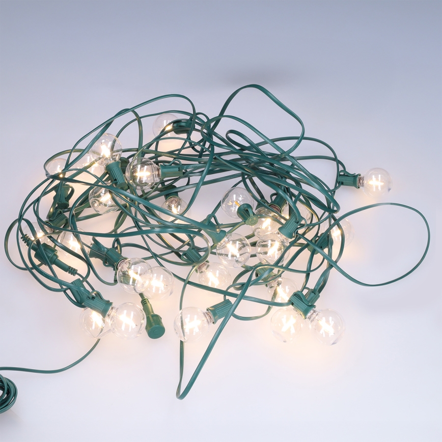 Brilagi - LED väljas kasutatav dekoratiivne girland GIRLANDA 25xE12/0,8W/230V 20m roheline IP44 soe valge