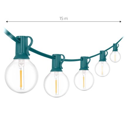 Brilagi - LED väljas kasutatav dekoratiivne girland GIRLANDA 25xE12/0,8W/230V 20m roheline IP44 soe valge