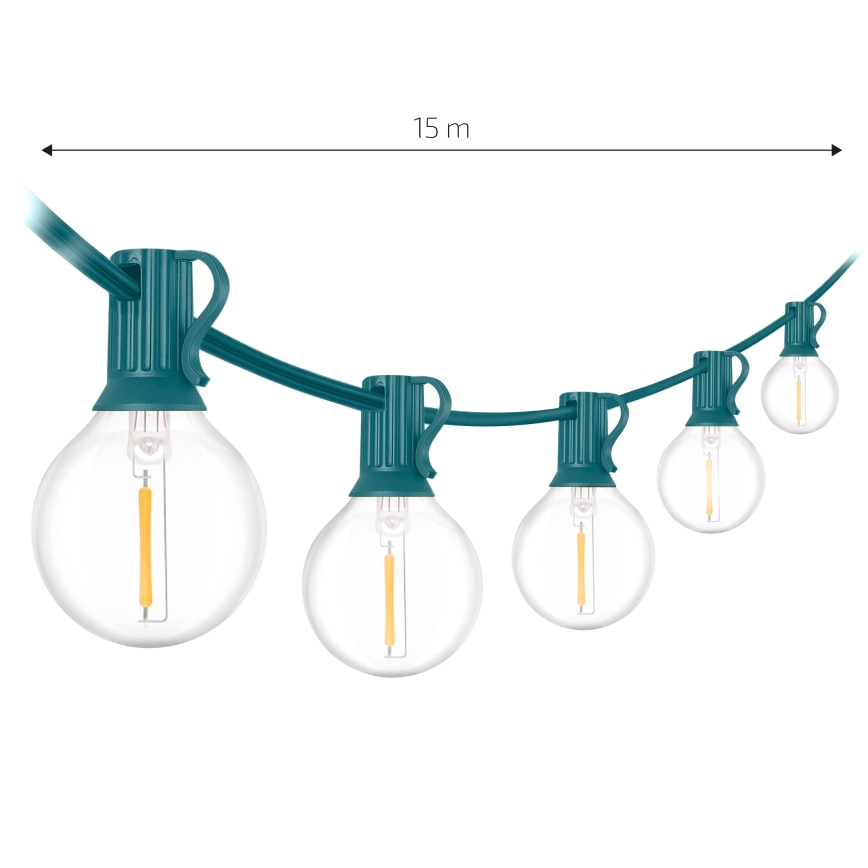 Brilagi - LED väljas kasutatav dekoratiivne girland GIRLANDA 25xE12/0,8W/230V 20m roheline IP44 soe valge