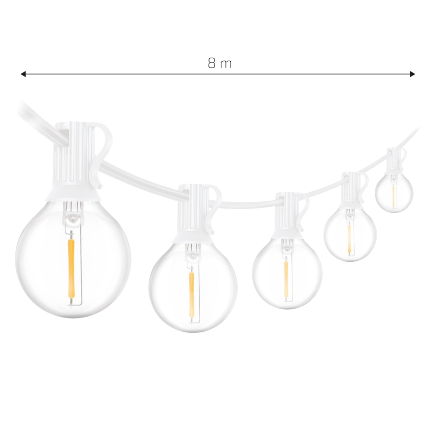 Brilagi - LED väljas kasutatav dekoratiivne valguskett GIRLANDA 10xE12/0,6W/230V 8m valge IP44 soe valge