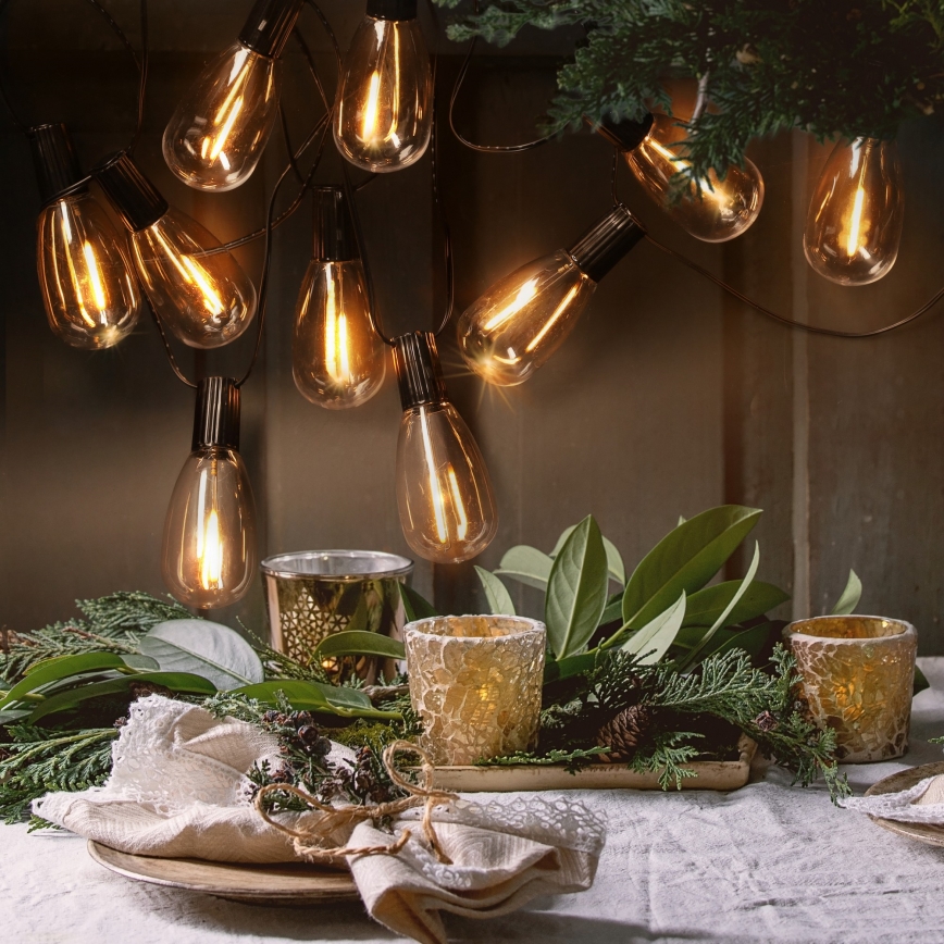 Brilagi - LED välisvalguskett 10xLED/3xAA 3,2m IP44 soe valge