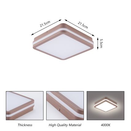 Brilagi - LED välilaevalgusti anduriga BENE LED/18W/230V 21,5x21,5 cm pruun IP54