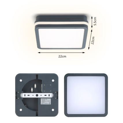 Brilagi - LED välisvalgusti liikumisanduriga BENE LED/18W/230V 22x22 cm antratsiit IP54