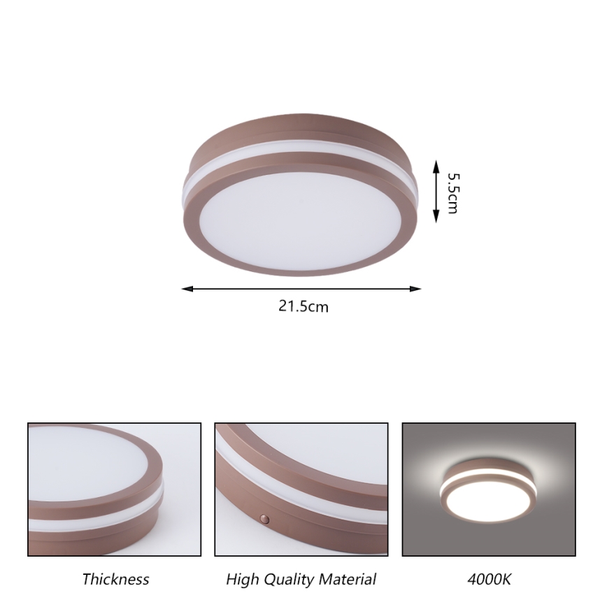 Brilagi - LED välistingimustele mõeldud laevalgusti liikumisanduriga BENE LED/18W/230V, läbimõõt 21,5 cm, pruun, IP54