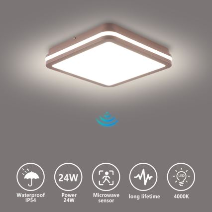 Brilagi - LED välilaelamp liikumisanduriga BENE LED/24W/230V 26x26 cm pruun IP54