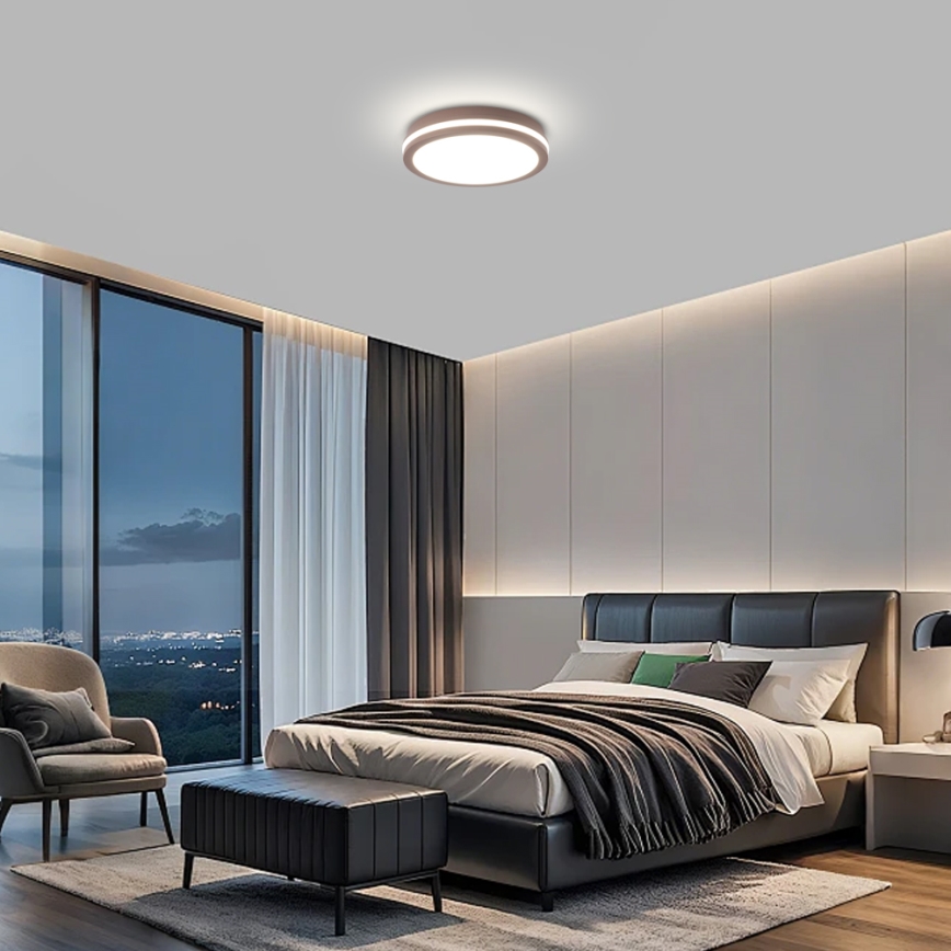 Brilagi - LED-välisvalgusti liikumisanduriga BENE LED/24W/230V, läbimõõt 26 cm, pruun, IP54