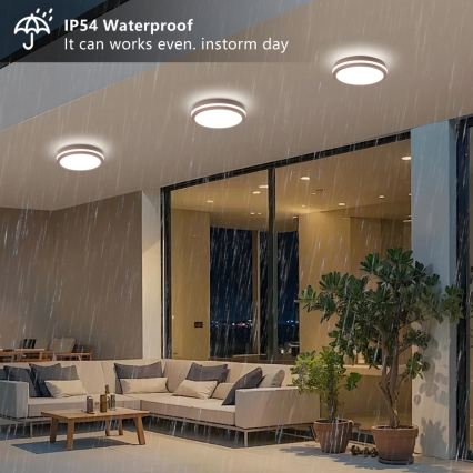 Brilagi - LED-välisvalgusti liikumisanduriga BENE LED/24W/230V, läbimõõt 26 cm, pruun, IP54