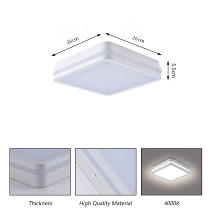 Brilagi - LED välisvalgusti BENE LED/24W/230V 26x26 cm valge IP54