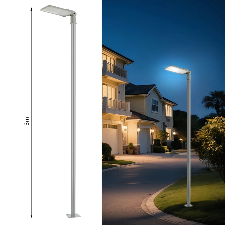 Brilagi - LED tänavavalgusti 3 m postiga ja pöördeühendusega URBANLIGHT LED/200W/230V hall IP65