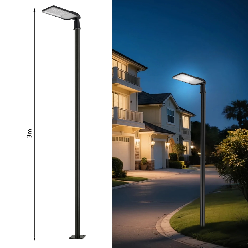 Brilagi - LED tänavavalgusti koos 3 m postiga ja liigendiga URBANLIGHT LED/200W/230V, must, IP65