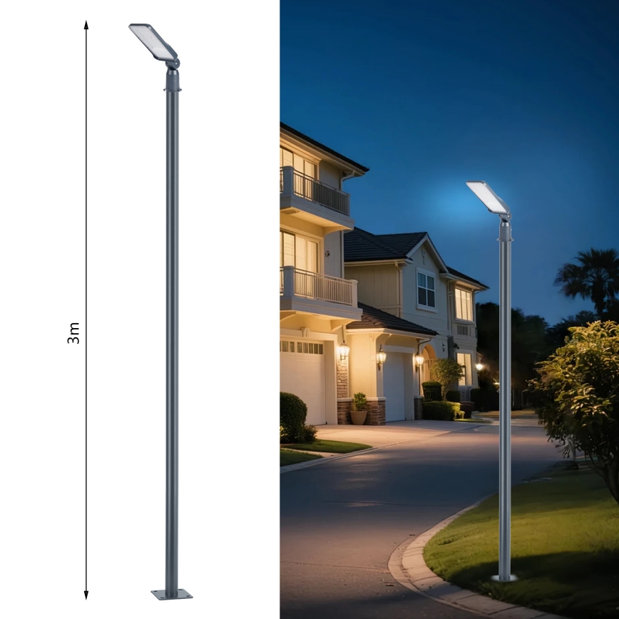 Brilagi - URBANLIGHT 3 m postiga LED-tänavavalgusti pööratava liigendiga, 50W/230V, antratsiit, IP65