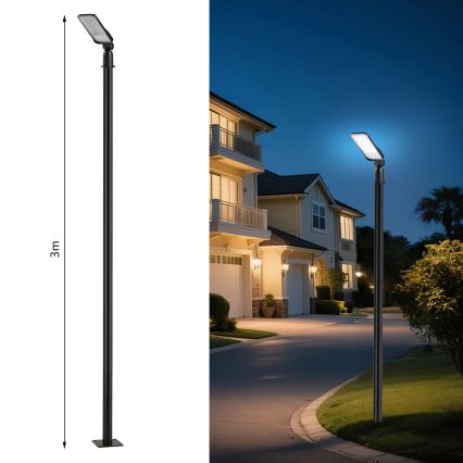 Brilagi - URBANLIGHT LED tänavavalgusti postiga ja liigendiga, 3 m, 50 W, 230 V, must, IP65
