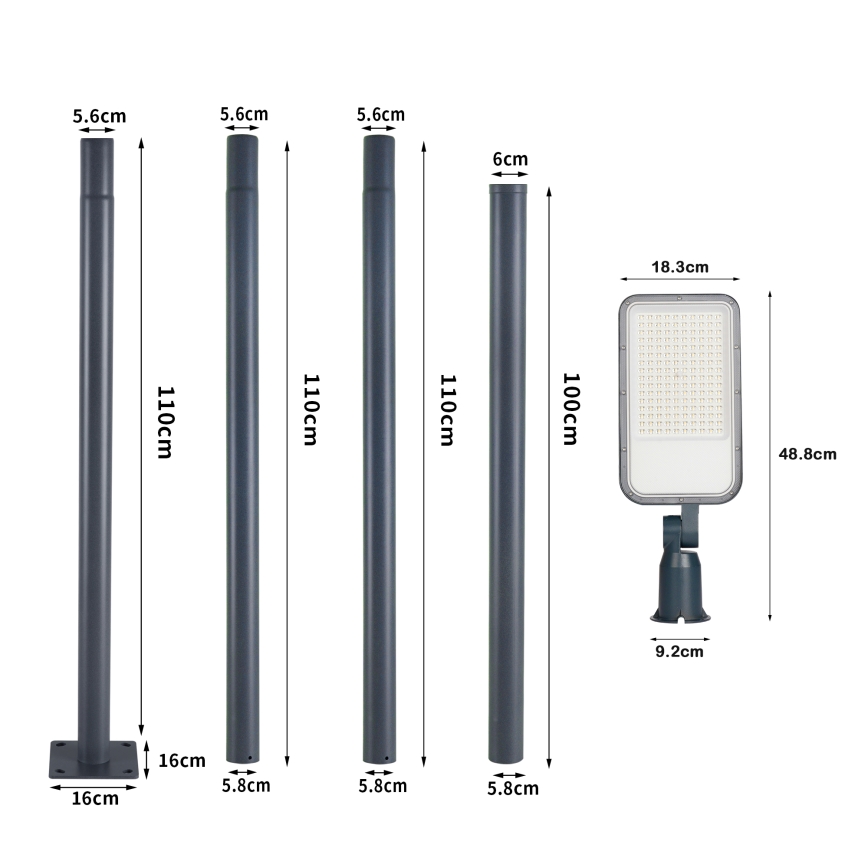 Brilagi - URBANLIGHT LED tänavavalgusti koos 4 m postiga ja liigendiga LED/100W/230V antratsiit IP65