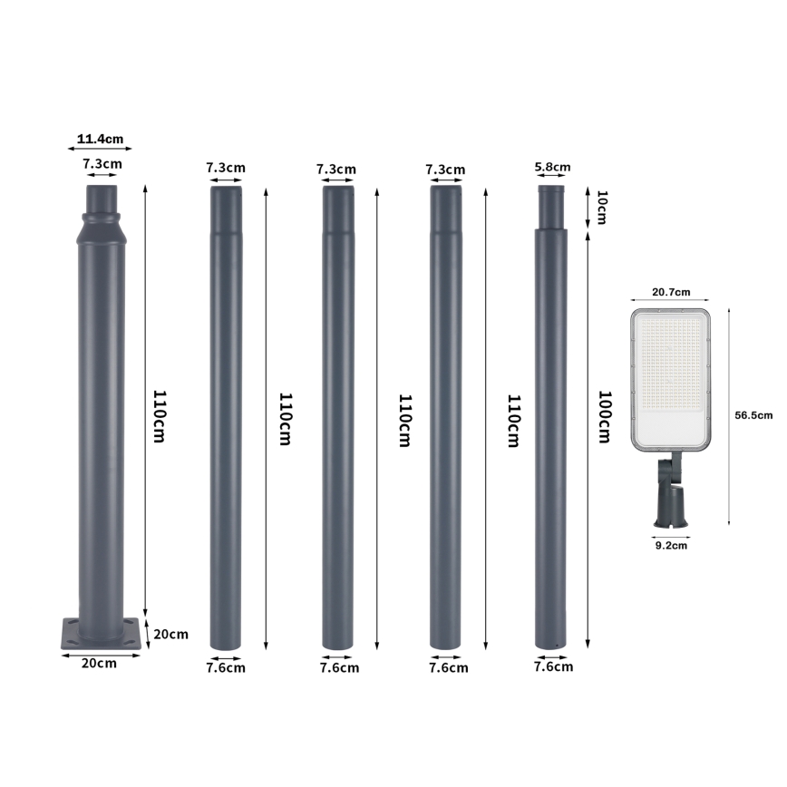 Brilagi - LED tänavavalgusti koos 5 m postiga ja liigendiga URBANLIGHT LED/200W/230V antratsiit IP65