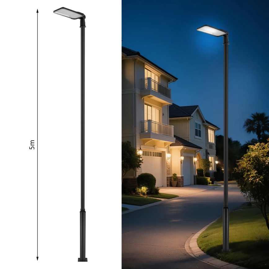Brilagi - URBANLIGHT LED/200W/230V tänavavalgusti postiga ja 5 m liigendiga, must, IP65