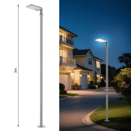 Brilagi - LED tänavavalgusti koos 3 m postiga ja liigendiga URBANLIGHT LED/100W/230V, hall, IP65
