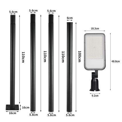 Brilagi - LED välitänavavalgusti 4 m postiga ja liigendiga URBANLIGHT LED/100W/230V must IP65