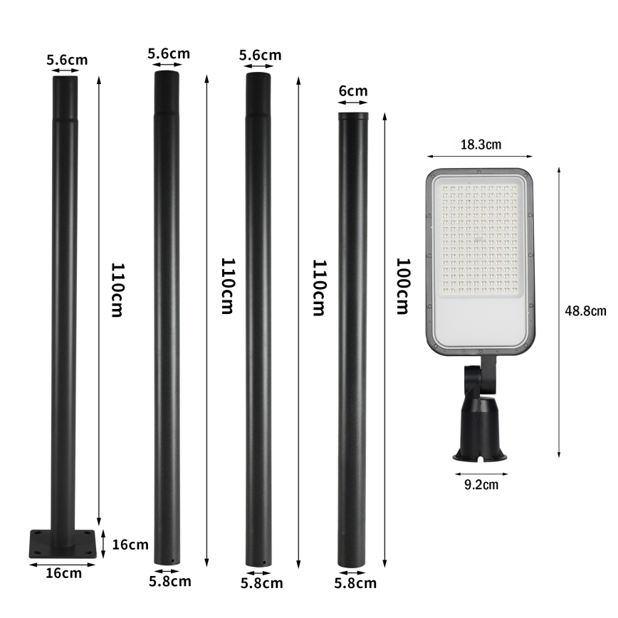 Brilagi - LED välitänavavalgusti 4 m postiga ja liigendiga URBANLIGHT LED/100W/230V must IP65