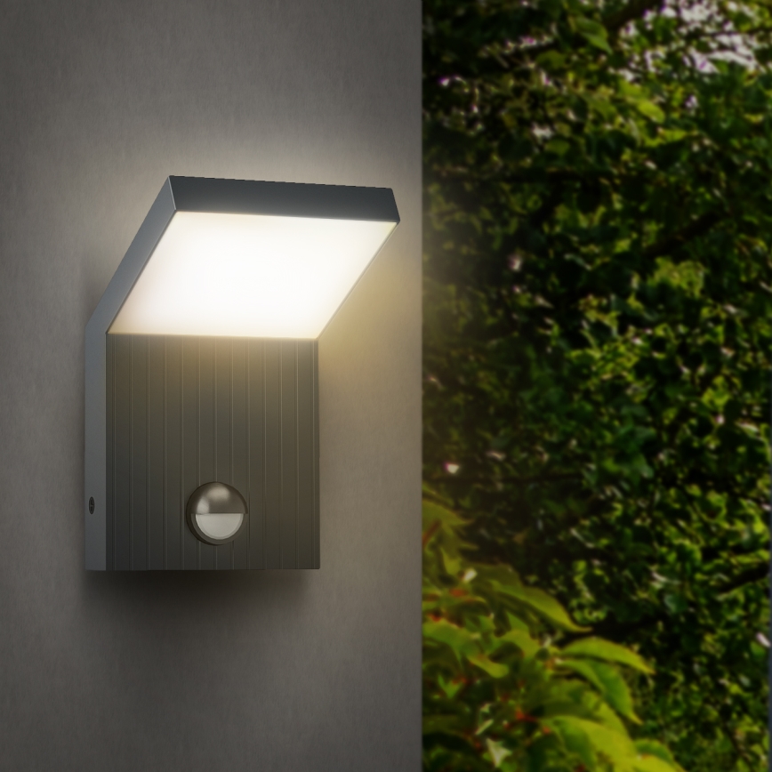 Brilagi - LED väline seinavalgusti liikumisanduriga RIANO LED/8W/230V antratsiit IP65