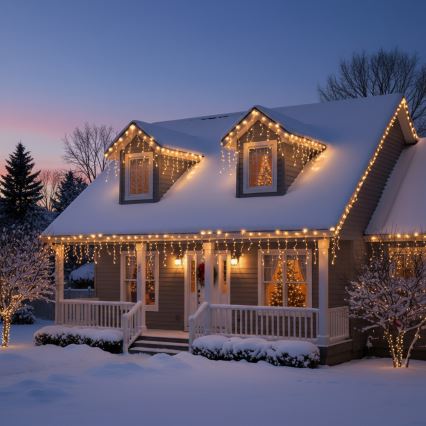 Brilagi - LED välistingimustesse mõeldud valguskett, 200 LEDi/8 funktsiooniga, 13 m, IP44, soe valge, jääpurikad