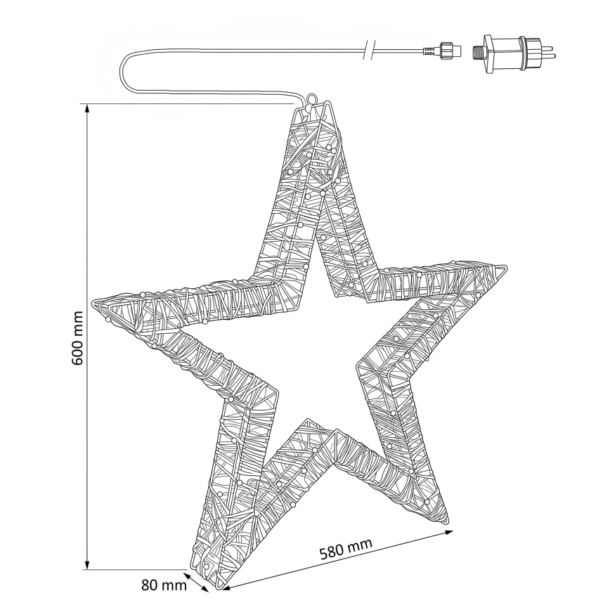 BRILAGI - LED välitingimustesse mõeldud jõulukaunistus LED/3,3W/230V IP44 60 cm täht
