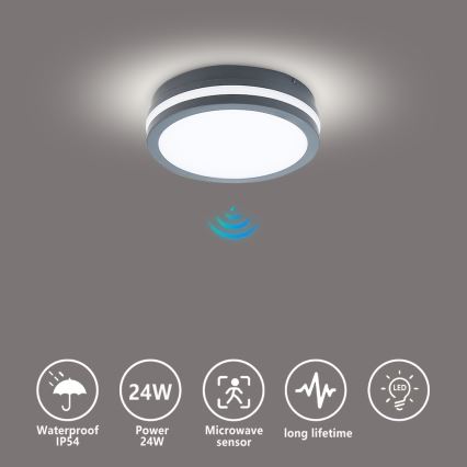 Brilagi - LED Välivalgusti koos anduriga BENE LED/18W/230V d. 22 cm IP54