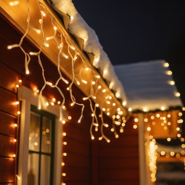 Brilagi - LED väljas kasutatav jõulukaunistuste kardin 360 LED/8 funktsiooni, 14 m, IP44, soe valge, jääpurikad