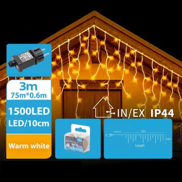 BRILAGI - LED väljas kasutatav jõulutuled 1500xLED/12W/8 funktsiooni 78x0,6m IP44 soe valge