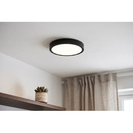 BRILAGI - vannitoa LED-laelamp anduriga ZENNA LED/12W/230V Ø 25 cm IP44 must + kaugjuhtimispult