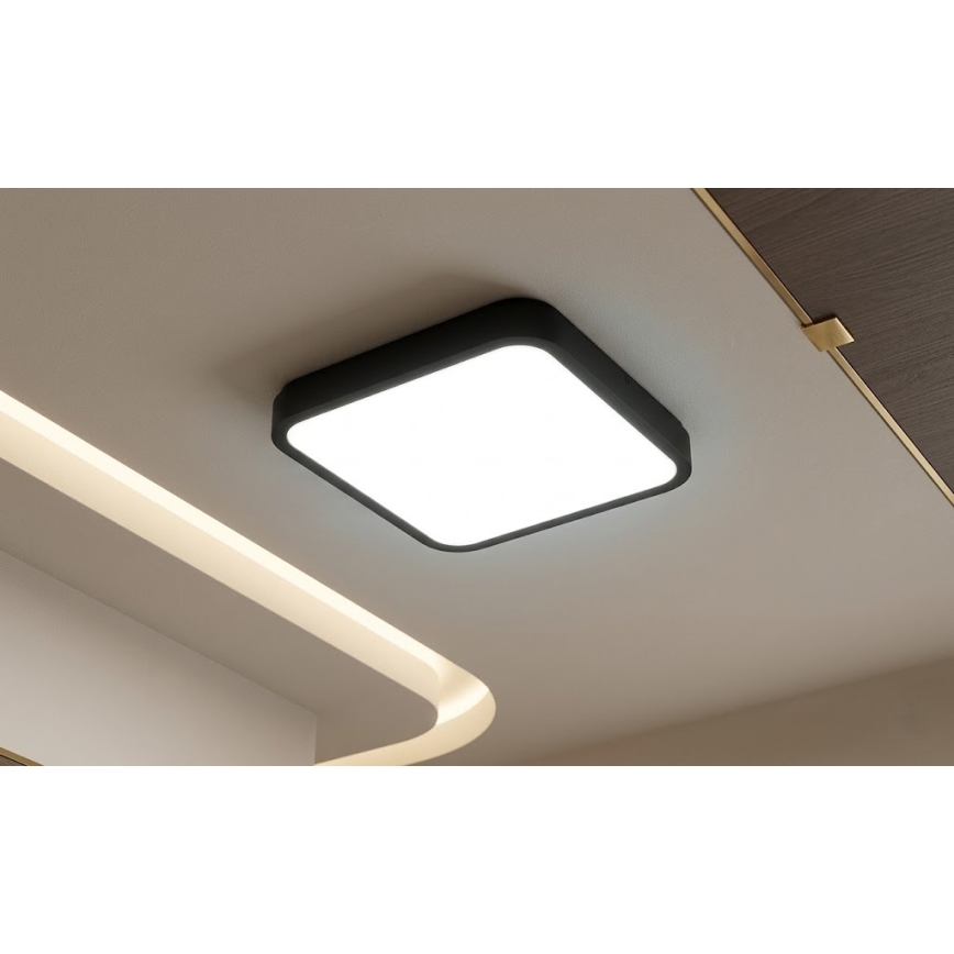BRILAGI - LED-vannitoa laevalgusti anduriga ZENNA LED/18W/230V 28,5x28,5 cm IP44 must + kaugjuhtimispult