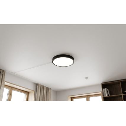 BRILAGI - LED-vannitoa laelamp anduriga ZENNA LED/18W/230V, läbimõõt 29,5 cm, IP44, must + kaugjuhtimispult