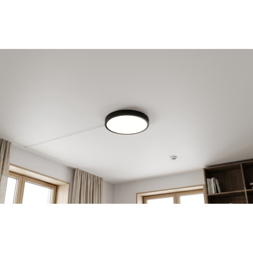 BRILAGI - LED-vannitoa laelamp anduriga ZENNA LED/18W/230V, läbimõõt 29,5 cm, IP44, must + kaugjuhtimispult