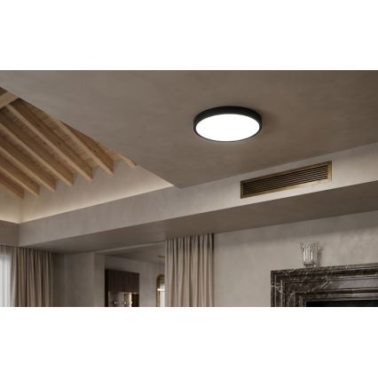 BRILAGI - LED-vannitoa laelamp anduriga ZENNA LED/18W/230V, läbimõõt 29,5 cm, IP44, must + kaugjuhtimispult