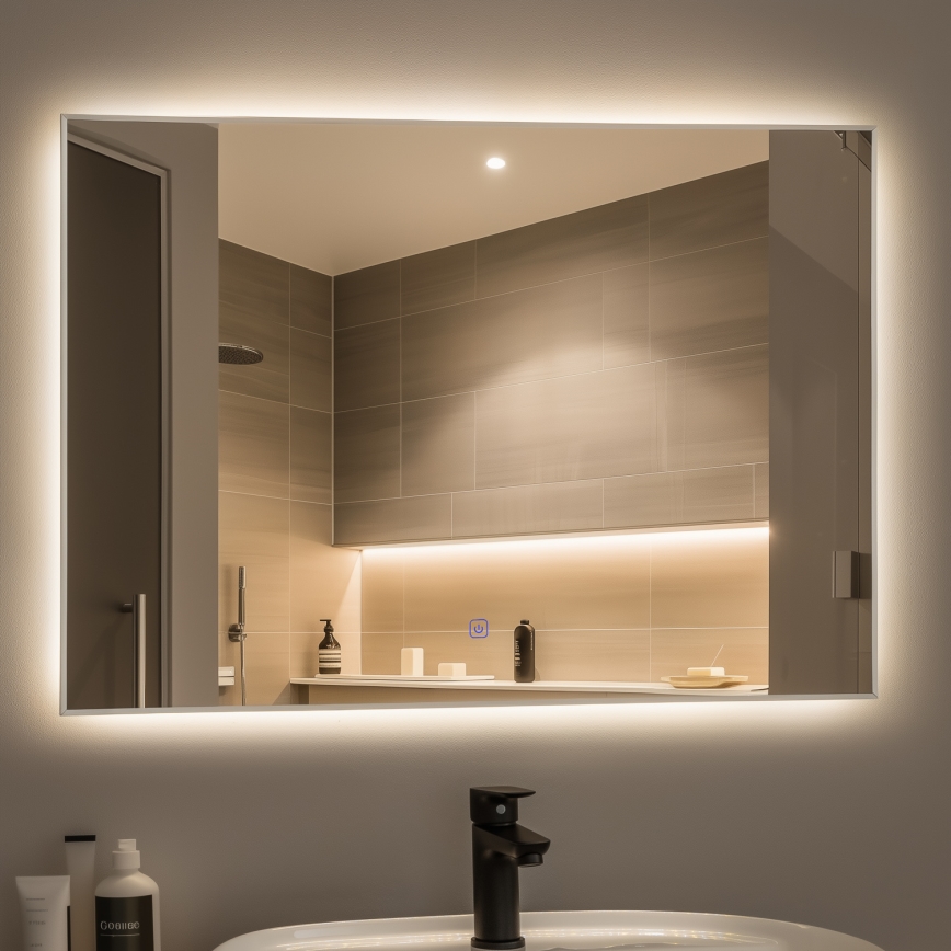 Brilagi - LED vannitoa peegel DESIO LED/28W/230V 60x80 cm hõbedane IP44 CRI 90 hämardatav + CCT
