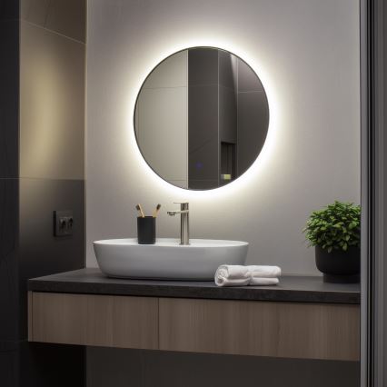 Brilagi - LED-vannitoapeegel VENA BLACK LED/19W/230V Ø 60 cm IP44 CRI 90 hämardatav + CCT