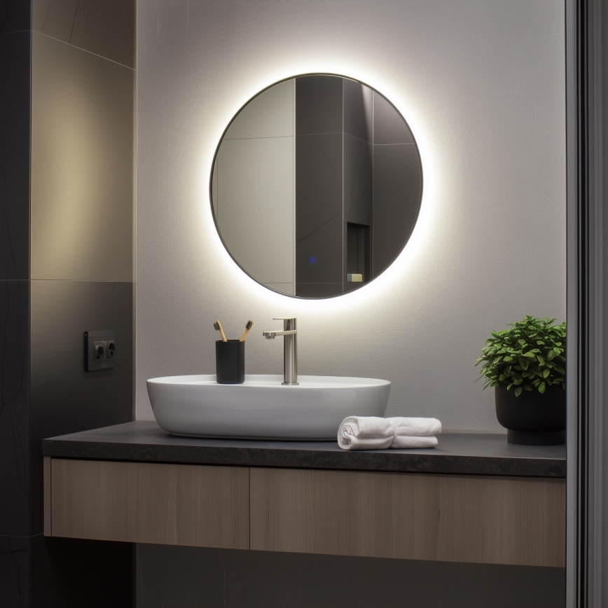 Brilagi - LED-vannitoapeegel VENA BLACK LED/19W/230V Ø 60 cm IP44 CRI 90 hämardatav + CCT