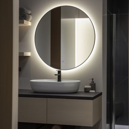 Brilagi - LED-vannitoa peegel VENA BLACK LED/26W/230V Ø 80 cm IP44 CRI 90 hämardatav + CCT