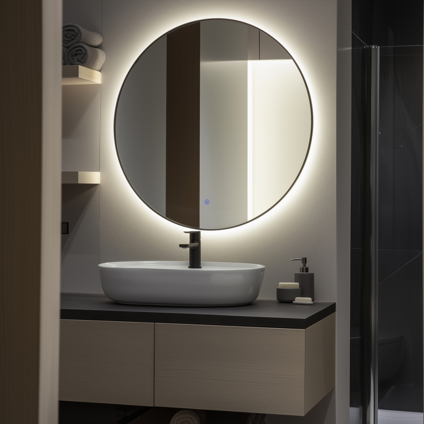Brilagi - LED-vannitoa peegel VENA BLACK LED/26W/230V Ø 80 cm IP44 CRI 90 hämardatav + CCT